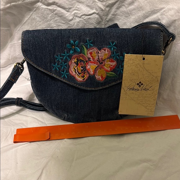 Patricia Nash Handbags - Patricia Nash Denim Floral Embroidered Crossbody Bag